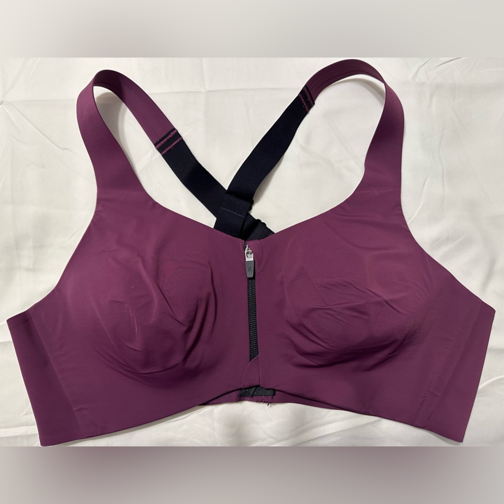 Knix purple front/back close sports bra. Size 5